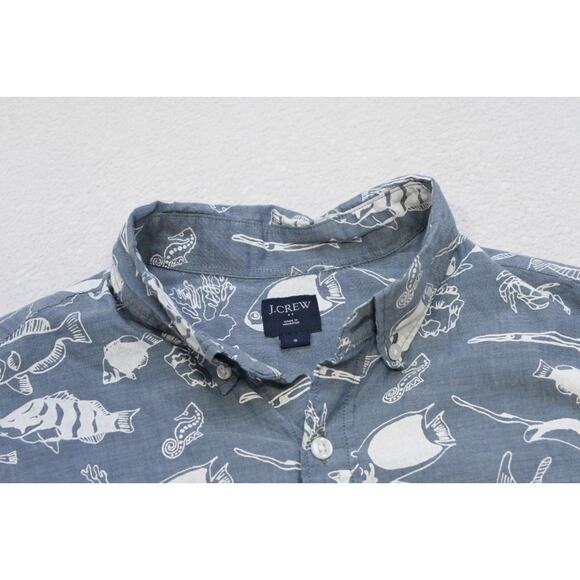 J Crew Button Up Dress Shirt Hawaiian Casual Short Sleeve Pocket Mens Sz Small - Picture 5 of 6